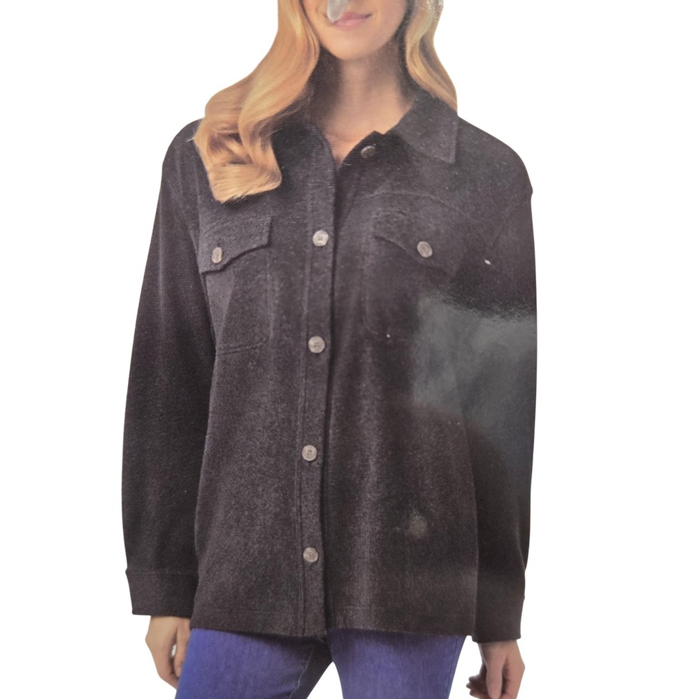 32°HEAT Jacket Womens S Gray Cotton Blend Collared Button‎ Pockets Knit